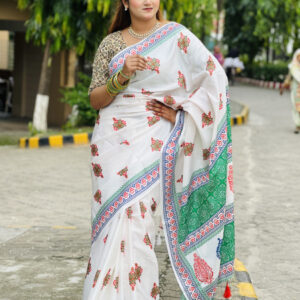 ডিজিটাল প্রিন্টেড সফট সিল্ক শাড়ী